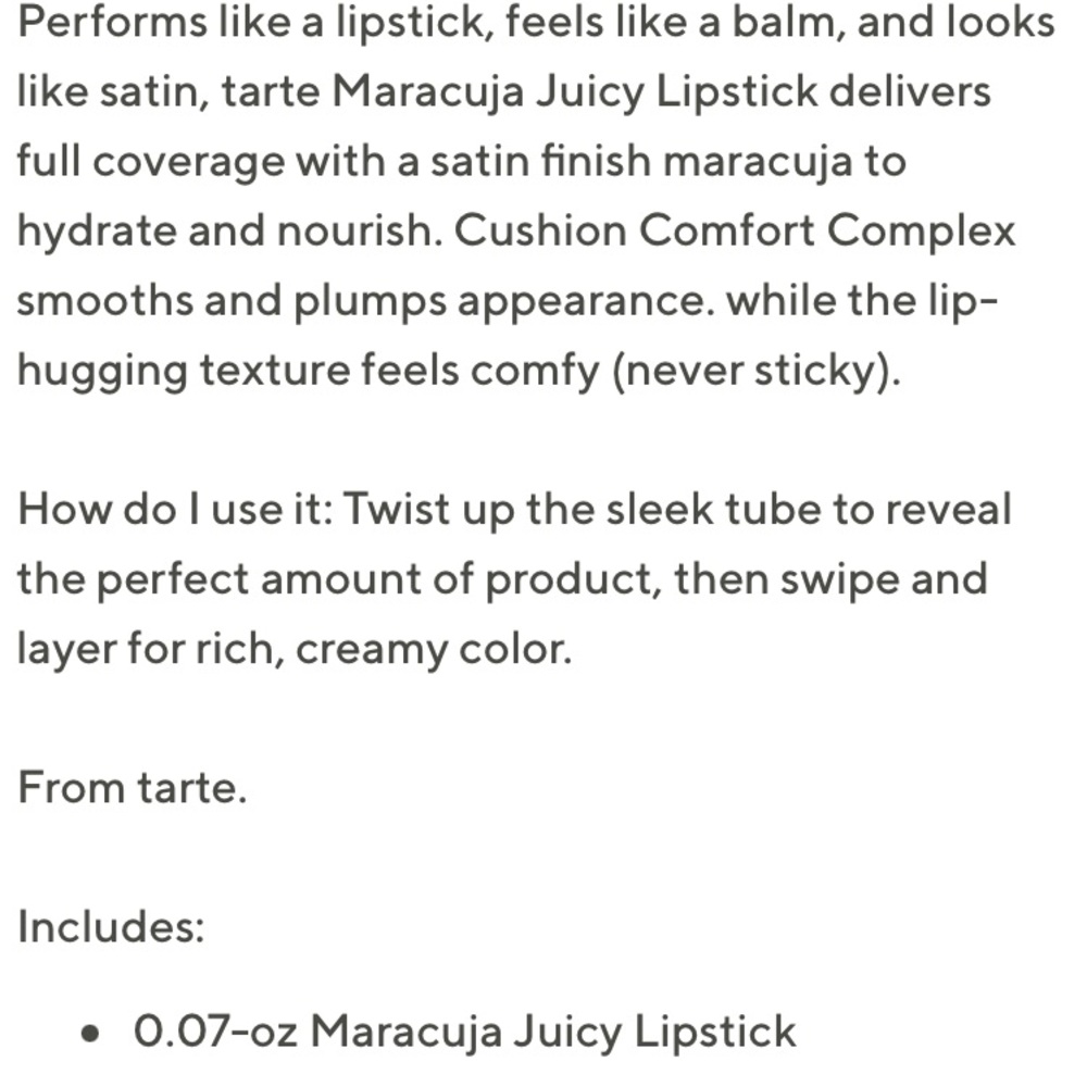 Tarte Maracuja Juicy Satin Lipstick in Rose BNIB - Picture 9 of 15